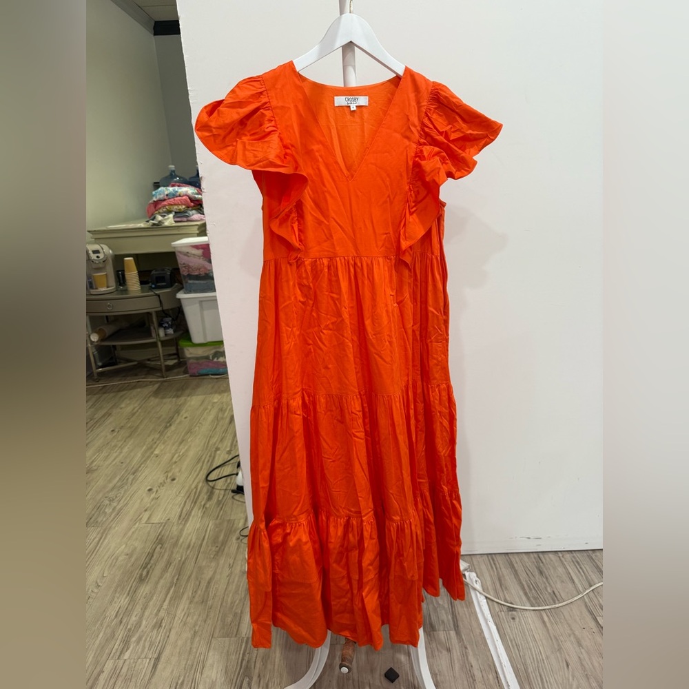 CROSBY by Mollie Burch Orange Ruffled Tiered Maxi Dress
